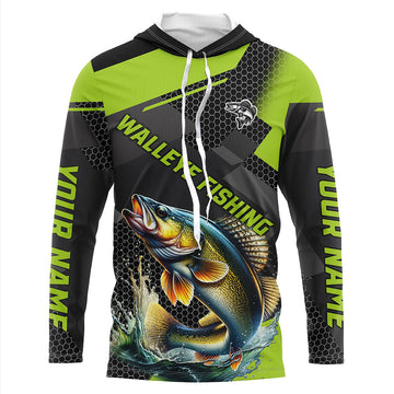 Personalized Walleye Fishing, Walleye Long Sleeve Fishing Tournament | Green NQS7542
