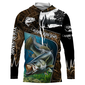 Largemouth Bass Fishing UV protection Customize name long sleeves fishing, women, kid NQS753