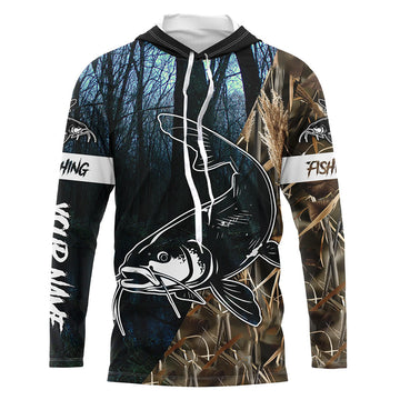 Catfish Fishing Camo Customize Name Long Sleeve Fishing Personalized Fishing Gifts NQS396