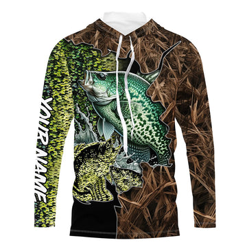 Crappie fishing camo Long Sleeve Fishing tournament customize name NQS2148