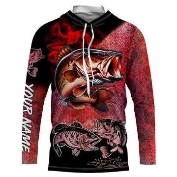 Bass Fishing UV protection customize name long sleeves fishing | Red NQS661
