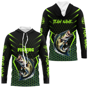Black and Green Largemouth Bass Fishing Custom team name UV protection long sleeves fishing NQS9311