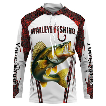 Walleye fishing red camo Custom Funny Fishing UV Protection Gift For Fisherman NQS5128