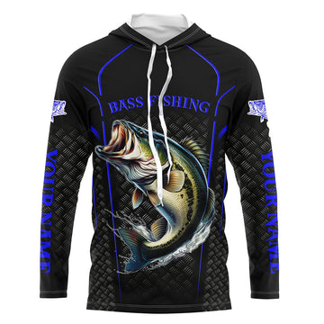 Blue Black Bass fishing custom UV protection long sleeve fishing, Bass tournament NQS5146
