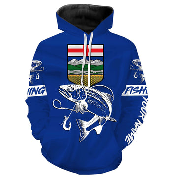Rainbow Trout Fishing Alberta Flag Customize name 3D All over print NQS509