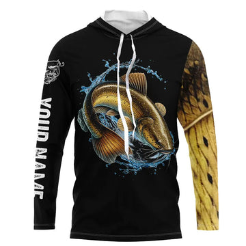 Black Flathead Catfish Fishing Yellow Scales Custom UV protection long sleeves fishing NQS954