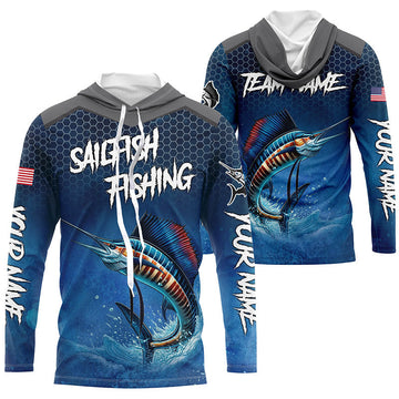 Blue camo Sailfish fishing Custom performance long sleeve team Sailfish fishing tournament NQS7773