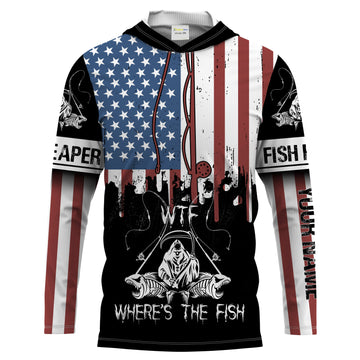 Fish reaper American flag patriotic wtf where's the fish Long Sleeve fishing Custom fishing gift NQS1774