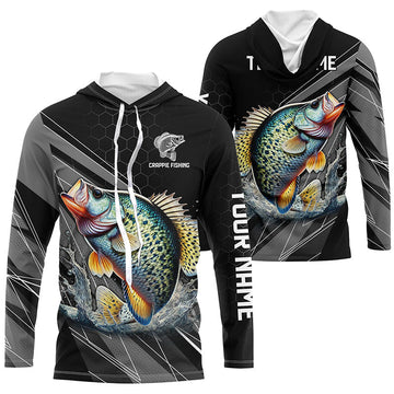 Personalized Black camo Crappie Fishing, Crappie Long Sleeve Fishing Tournament NQS8448