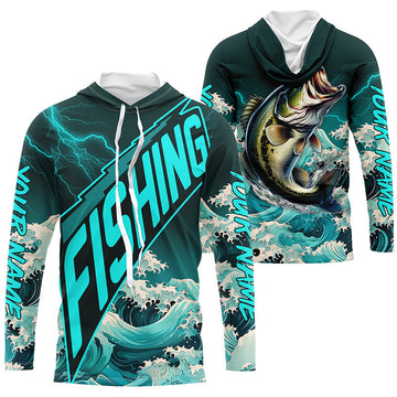 Largemouth Bass fishing Cyan Blue Ocean wave lightning thunder Custom performance Bass fishing NQS7277
