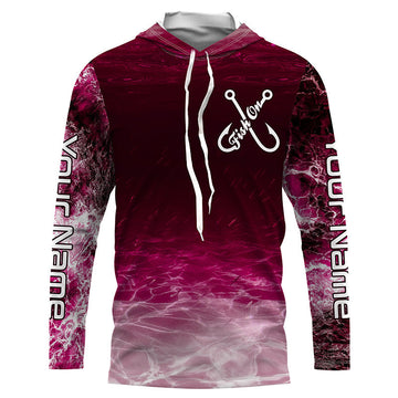 Fish on pink sea water camo Custom Name performance long sleeve fishing uv protection NQS7040