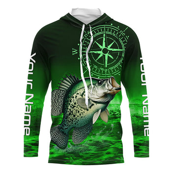 Personalized Crappie Green Long Sleeve Performance Fishing, Crappie compass tournament NQS5950