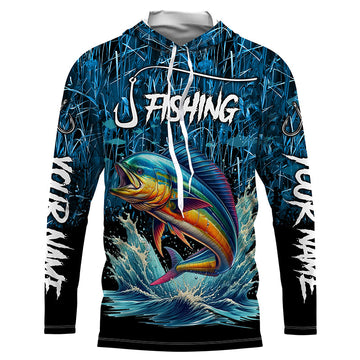 Mahi mahi Fishing blue camo Custom UV protection long sleeves fishing NQS5771