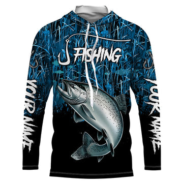 Chinook salmon Fishing blue camo Custom UV protection long sleeves fishing NQS5772