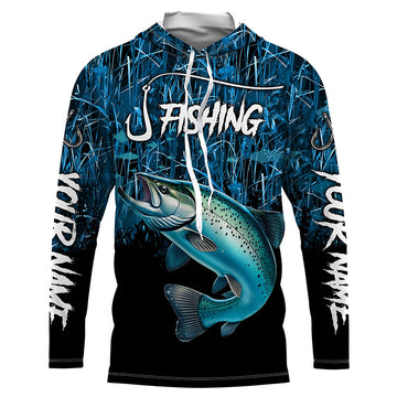 Chinook salmon Fishing blue camo Custom UV protection long sleeves fishing NQS5773