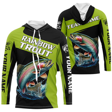 Black Green Rainbow Trout fishing Custom Long Sleeve Tournament Fishing, Trout Fishing NQS7659