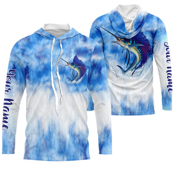 Sailfish saltwater fishing blue sea camo Custom Name sun protection UPF long sleeves fishing NQS3511