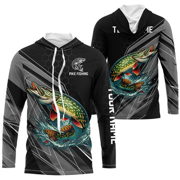 Personalized Black camo Northern Pike Fishing, Pike Long Sleeve Fishing Tournament NQS8772