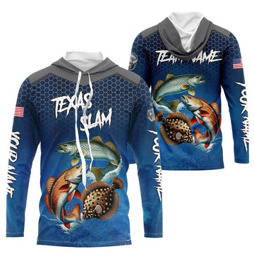 Blue Texas Slam fishing Custom performance long sleeve team Redfish, Trout, Flounder fishing NQS9239
