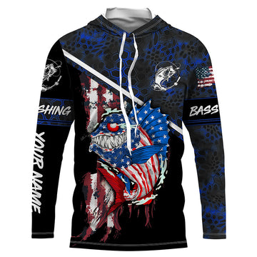 American Flag funny angry Bass fishing blue camo Custom Name Fishing NQS2995