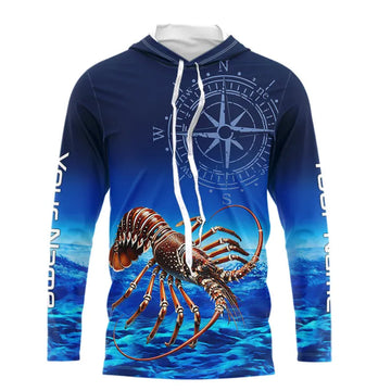 Personalized Florida Spiny Lobster Blue Performance Fishing, compass Lobster tournament NQS9735