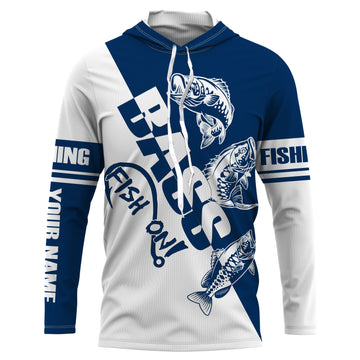 Largemouth Bass Fishing fish on blue and white Customized Name UV Protection UPF 30+, Fishing Clothing NQS2401