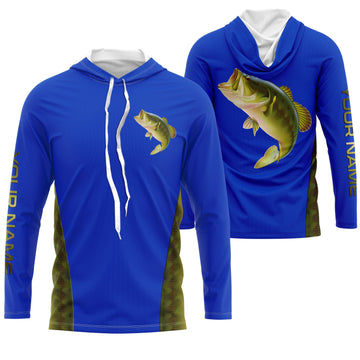 Largemouth Bass fishing blue ocean bass scales Custom Name 3D All over printed Fishing UV protection UPF 30+ NQS2535