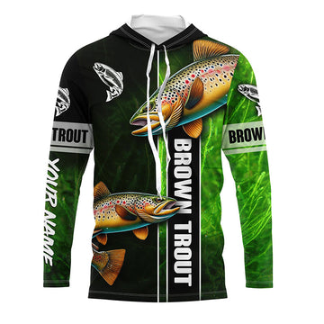 Brown trout fishing green camo Custom Long Sleeve Fishing, fishing gifts, women, kid NQS5808