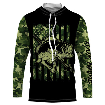 Largemouth Bass Bowfishing green camo American flag patriotic Custom sun protection fishing NQS3355