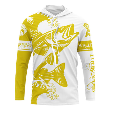 Personalized Walleye fishing tattoo, Walleye Long Sleeve Fishing tournament | Yellow NQS3825