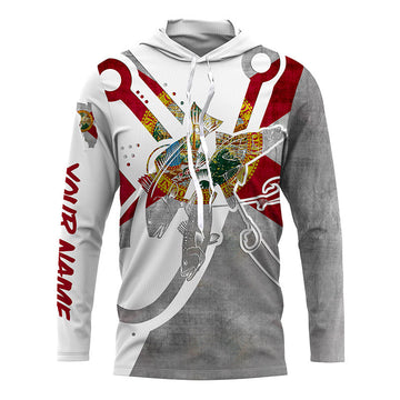 Florida inshore Slam Redfish,Trout, snook Custom name Florida fish hook Flag Long sleeve Fishing NQS4205
