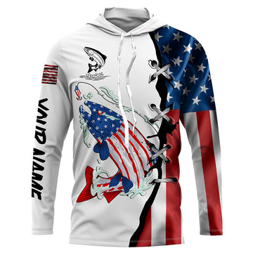 Salmon fishing legend American flag patriotic UV protection Customize long sleeves fishing NQS5568