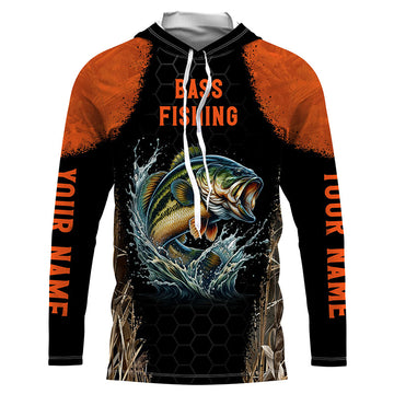 Personalized Bass Fishing apparel orange black sun Protection Bass Fishing custom Bass NQS3012