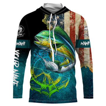 Mahi mahi fishing American flag patriotic Custom fishing, fishing with hood NQS3112