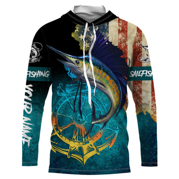 Sailfish fishing American flag patriotic Custom upf fishing, custom fishing NQS3115