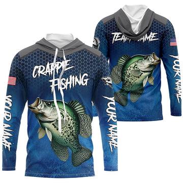Blue camo Crappie fishing Custom performance long sleeve team Crappie fishing tournament NQS7717