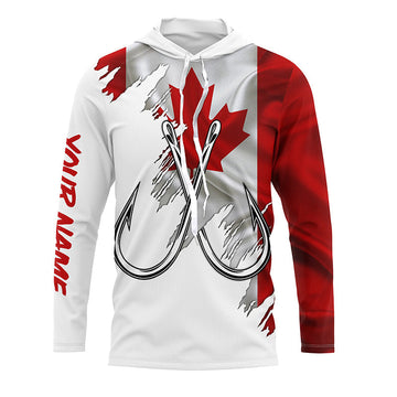 Canadian flag Fishing Fish Hook UV protection custom long sleeves Patriotic fishing apparel NQS7973
