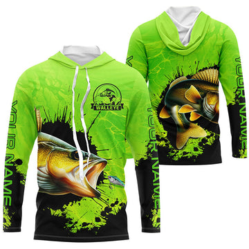 Personalized Walleye fishing Performance long sleeve Fishing, Walleye fishing | Green NQS6941