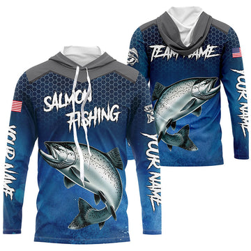 Blue camo Chinook Salmon fishing Custom performance long sleeve team Salmon fishing tournament NQS7727
