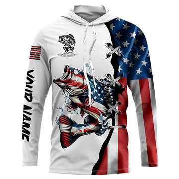 Largemouth bass fishing American flag UV protection Customize long sleeves fishing NQS1561