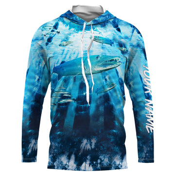 Great Barracuda Fishing blue tie dye Custom name fishing, custom fishing apparel NQS3138