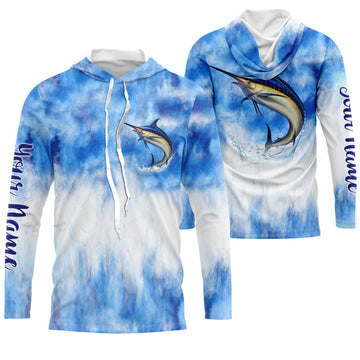 Marlin saltwater fishing blue sea camo Custom Name sun protection UPF long sleeves fishing NQS3541