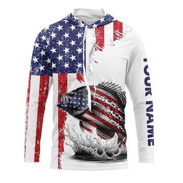 American flag Crappie patriotic fishing Custom name Crappie tournament long sleeves fishing NQS5865