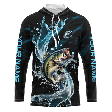 Largemouth Bass fishing blue water Custom performance long sleeve fishing, Bass fishing NQS7411