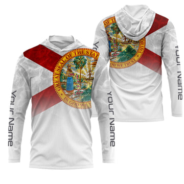 Florida State Flag Performance, Custom Name Florida Fishing UV Protection Long Sleeve, Fishing Gifts FSD2675