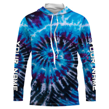 Blue black Tie Dye Custom printed, Performance long sleeve UV protection Fishing FSD3364