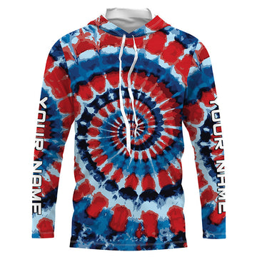 Spiral American flag Tie Dye Custom, Performance long sleeve UV protection Fishing FSD3366
