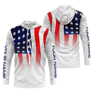 American flag Performance, Custom Name US Fishing water wave UV Protection for Fisherman FSD4054