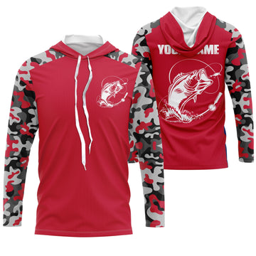 Custom Name Bass Fishing Camouflage Red Performance Fishing, Bass Fishing FSD2867