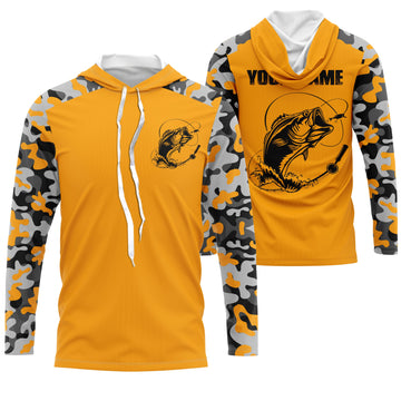 Custom Name Bass Fishing Camouflage Yellow Performance Fishing, Bass Fishing FSD2869